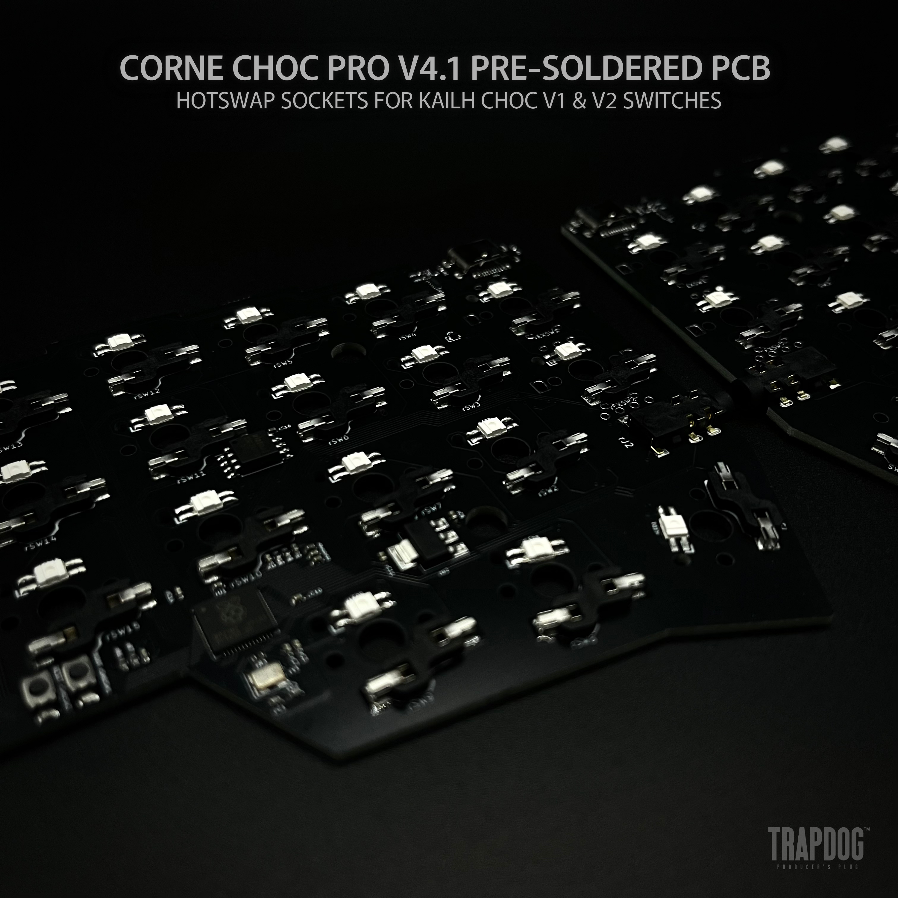 Corne Choc V4.1 PCB ONLY – Pre-Soldered & Pre-Flashed for Kailh Choc V1 & V2 Switches